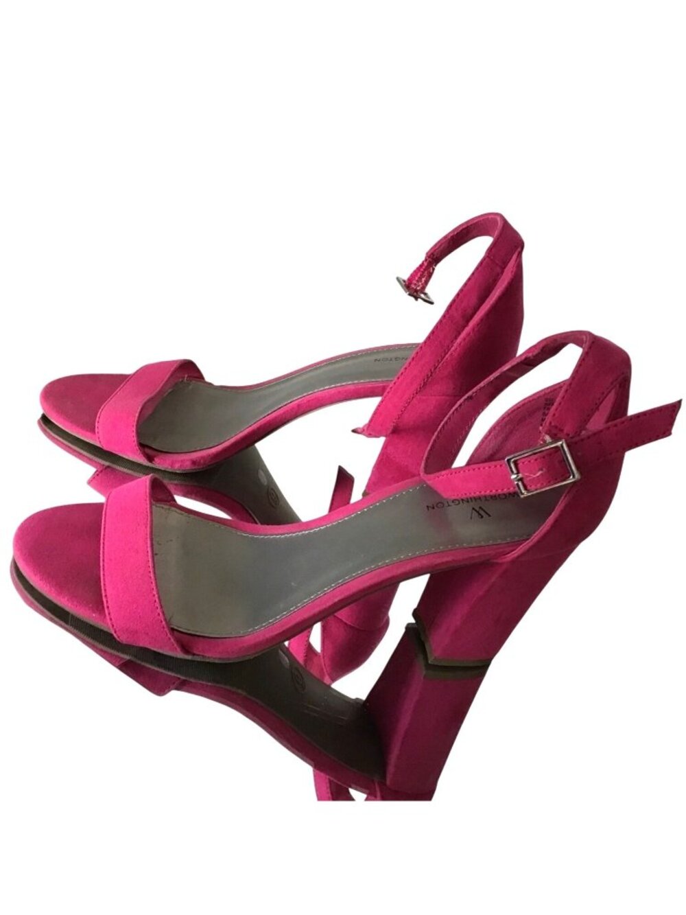 Hot Pink Suede Ankle Strap Block Heel Sandals Womens Size 9